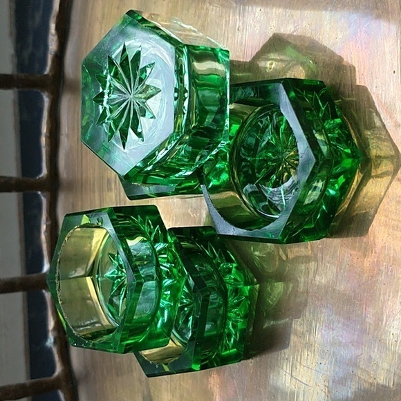 Vintage Other - Vintage Green Depression Glass Salt Cellars Set of 5